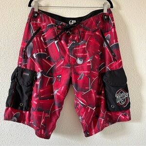 METAL MULISHA Novelty Solo Cup Beer Pong Red Swim Trunks Men Sz 34